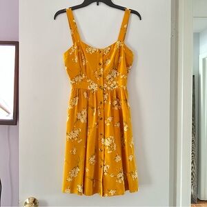 Madewell Silk Floral Bow-Back Dress in Butterfly Garden Yellow Gold